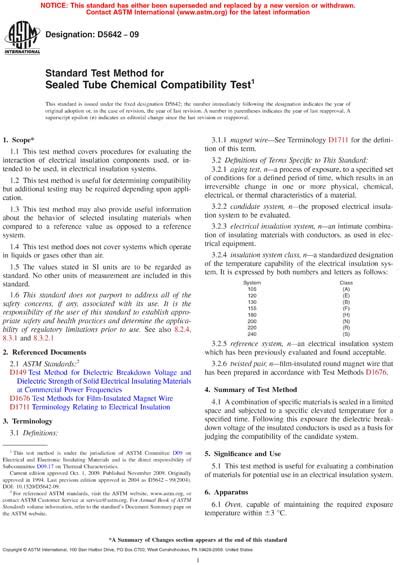 test method for sealed tube chemical compatibility|Standard Test Method for Sealed Tube Chemical Compatibility Test.